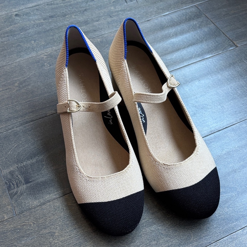 Rothy's Black and Cream Mary Jane Heels